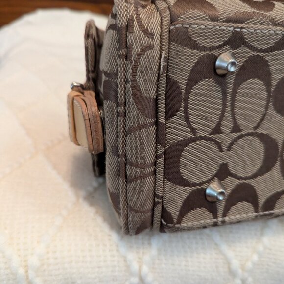 Coach Vintage Y2K Classic C Logo Soho Mini Boston Tan Canvas Leather Handbag - Picture 8 of 12